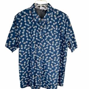 Navy Pineapple/Sunglasses Print Casual Hawaiian Button Down Shirt